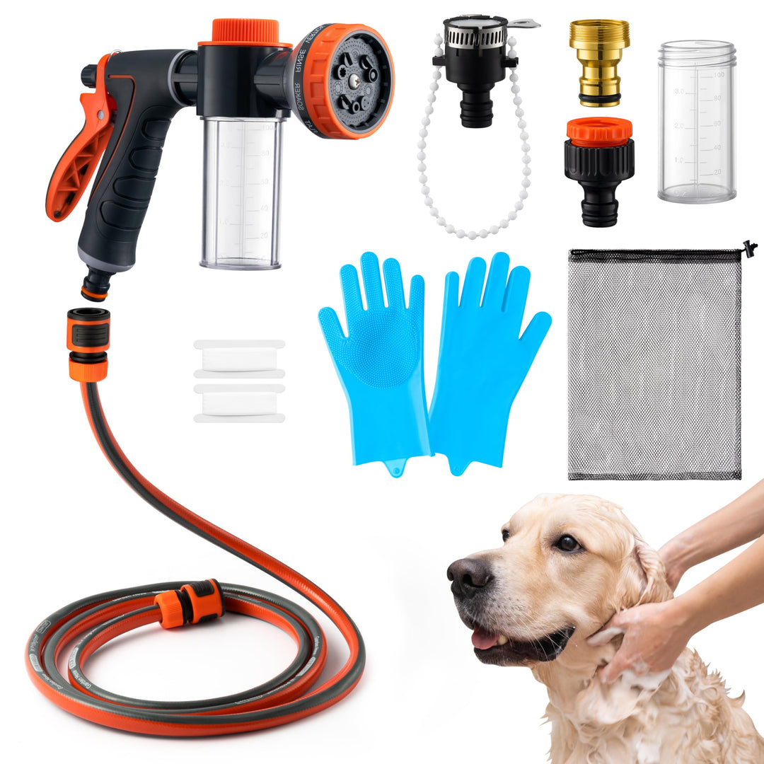 PetWash Pro Hose &amp; Glove Kit with 10 Spray Modes and Dual Soap Dispensers