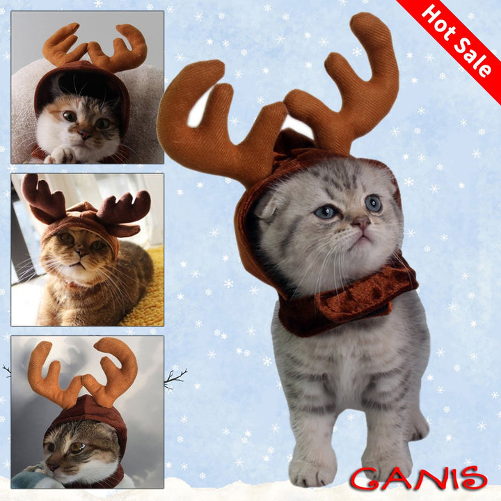 Christmas Reindeer Headband Hat for Pets