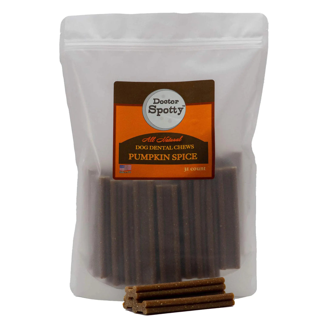 Pumpkin Spice Grain-Free Dental Dog Chews - 31 Pack USA