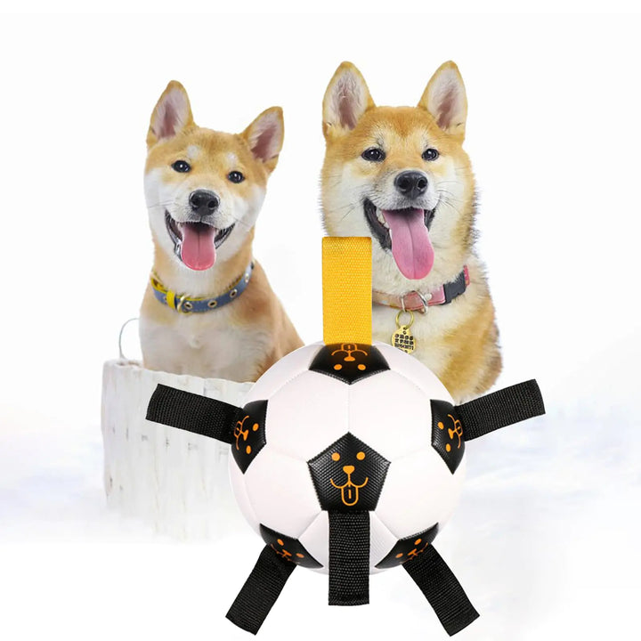 Phyxgrg Dog Toys Soccer Ball Interactive Toys for Tug of War Puppy Birthday Toy Dog Water Toys Dog Balls for Small &amp; Medium Dog (Black/White-6.7‘’)