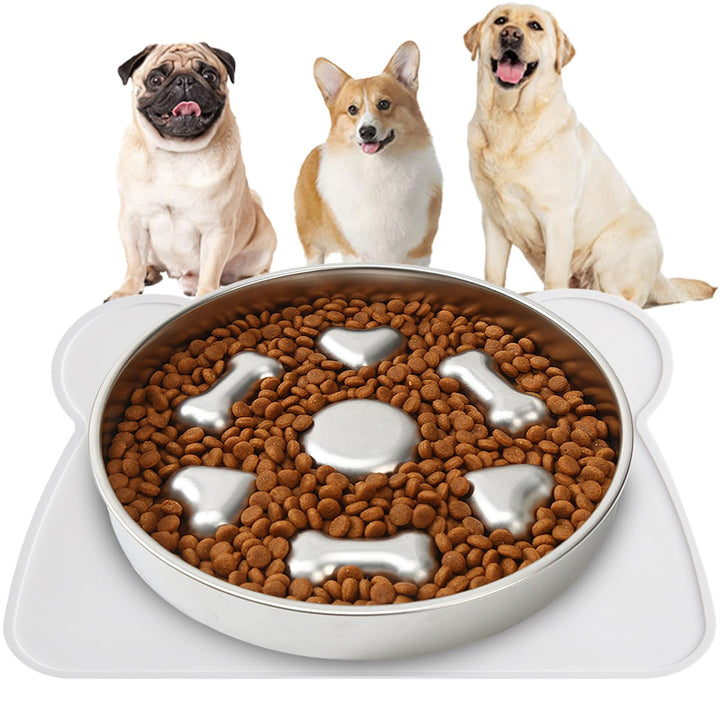 2-Cup Anti-Choke Stainless Dog Bowl
