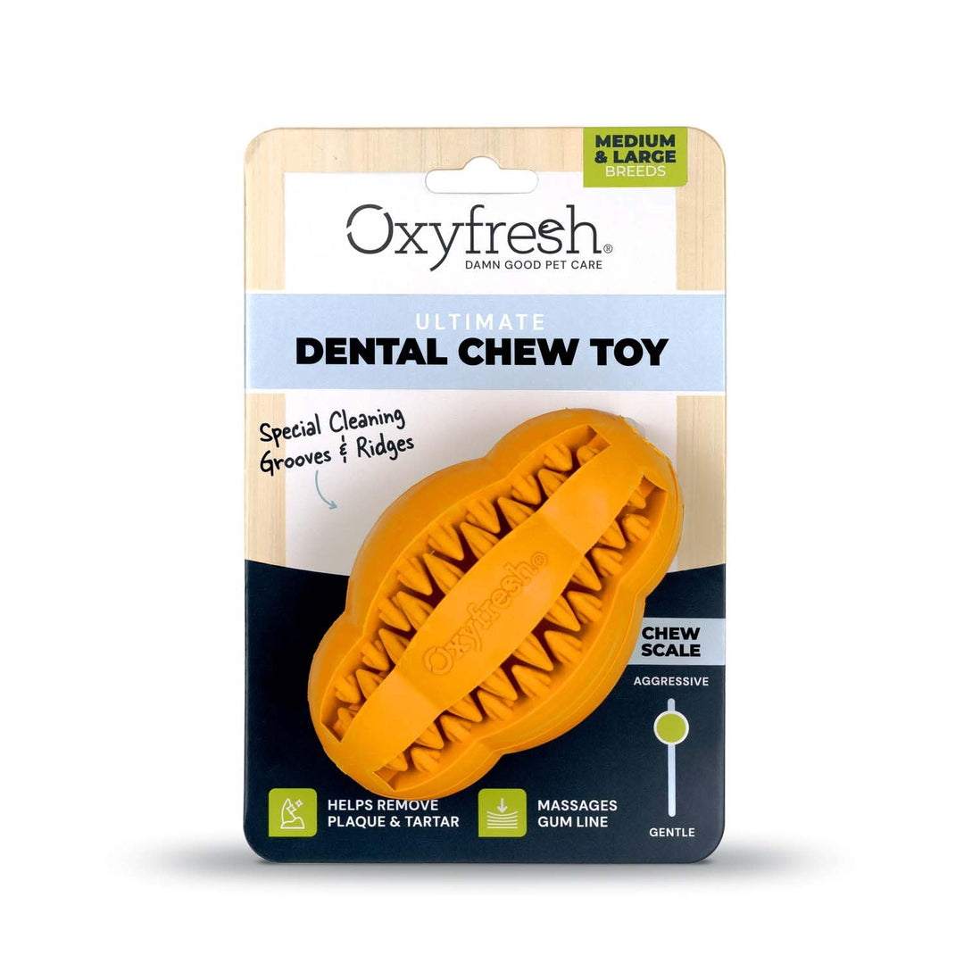 ChompChamp Dental Dog Toy - Durable Rubber for Tough Chewers - Plaque Removal &amp; Breath Freshening (Large)